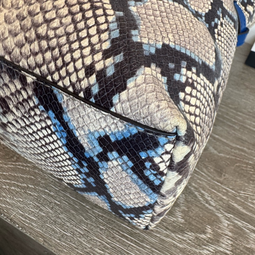 Michael Kors Snake Print Tote in Blue and Tan - Picture 10 of 13